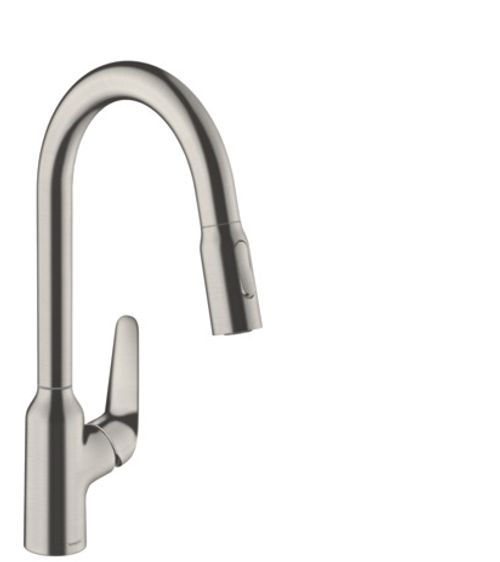 Hansgrohe-HG-Spueltischmischer-220-Focus-M42-Ausziehbrause-2jet-edelstahl-optik-71800800 gallery number 1